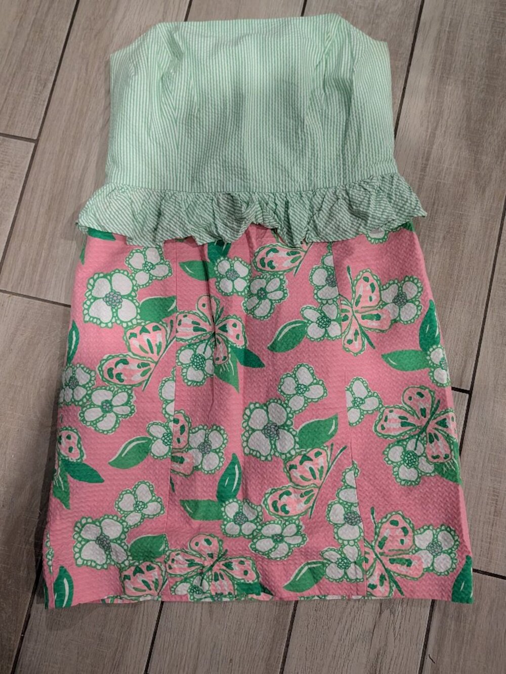 Lilly Pulitzer Women's Size 10 Dress – Pink Butterfly Floral & Mint Seersucker
